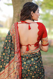 Attractive Dark Green Color Printed Dola Silk Fabric Patola Saree.