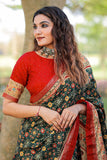 Attractive Dark Green Color Printed Dola Silk Fabric Patola Saree.