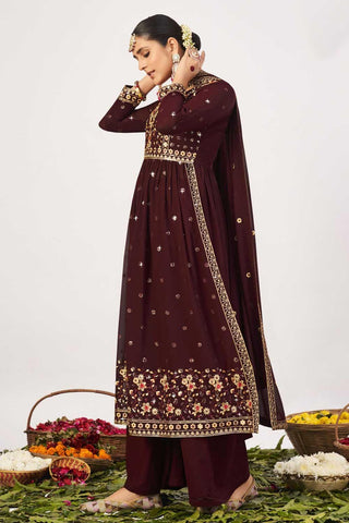Brown Color Function Wear Winsome Georgette Pakistani Suit - women's fashion mart