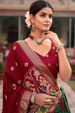 Art Silk Fabric Green Color Stylish Look Patola Style Foil Printed Lehenga.