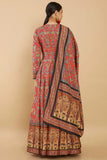 Red Color Art Silk Fabric Fancy Digital Print Function Wear Readymade Long Anarkali Style Gown.