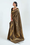 Brown Color Winsome Pure Weaving Silk Saree With Handloom Pallu.