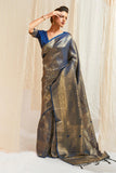 Alluring Blue Color Handloom Zari Weaving Silk Saree With Kanjivaram Blouse.