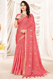 Traditional Look Pink Art Silk Printed Saree.