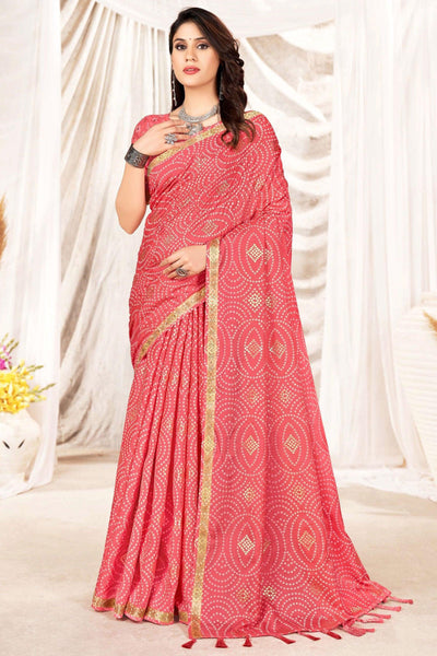 Traditional Look Pink Art Silk Printed Saree.