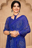 Bandhej Print Chiffon Fabric Blue Color Casual Saree.