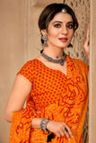 Casual Classic Wine Color Bandhej Print Saree In Chiffon Fabric.