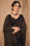 Casual Black Color Chiffon Fabric Bandhani Print Saree.