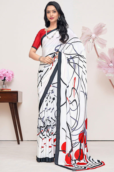 Crepe Silk Fabric Multi Color Pleasance Printed Saree.
