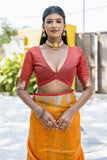 Art Silk Fabric Mustard Color Zari Weaving Saree.