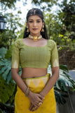 Attractive Yellow Zari Weaving Art Silk Simple Saree.