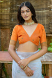 Muga Cotton Fabric Weaving Work Off White Daily Wear Saree.