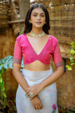 Weaving Work Muga Cotton Fabric Off White Casual Saree.