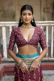 Cotton Silk Fabric Maroon Color Printed Saree In Casual Wear.