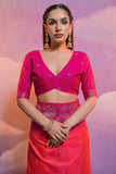 Art Silk Fabric Pink Color Weaving Work Saree.
