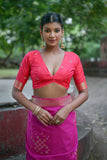 Festive Wear Art Silk Magenta Color Weaving Work Saree.