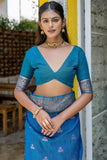 Banarasi Art Silk Fabric Weaving Work Saree In Sky Blue Color.