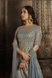 Sonal Chauhan Fascinating Grey Color Net Fabric Wedding Wear Anarkali Suit.