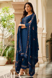 Chinon Fabric Captivating Blue Color Salwar Suit In Function Wear.