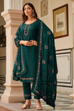Chinon Fabric Teal Color Function Wear Gorgeous Salwar Suit.