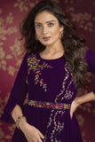 Albescent Purple Color Embroidered Readymade Party Style Gown.