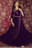 Albescent Purple Color Embroidered Readymade Party Style Gown.