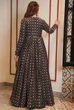 Charming Black Color Muslin Fabric Festive Look Readymade Printed Gown.