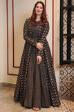 Charming Black Color Muslin Fabric Festive Look Readymade Printed Gown.