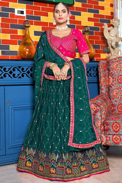 Chinon Fabric Embroidered Wedding Wear Lehenga Choli.