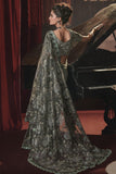 Net Olive Color Heavy Embroidery Work Tempting Saree With Party Look Blouse.