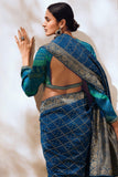 Weaving Designs On Teal Color Party Style Art Silk Saree.