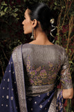 Navy Blue Color Viscose Silk Traditional Wear Saree With Weaving Work.
