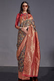 Art Silk Fabric Black Color Stylish Look Weaving Designs Saree.