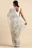 Casual Wear Imposing Printed Linen Saree In Multi Color.