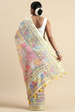 Casual Wear Soothing Printed Linen Saree In Multi Color.