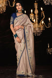 Beige Color Fancy Fabric Coveted Saree With Embroidered Work.