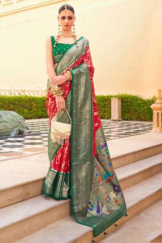 Art Silk Fabric Maroon Color Saree With Winsome Paithini Printed Work - women's fashion mart