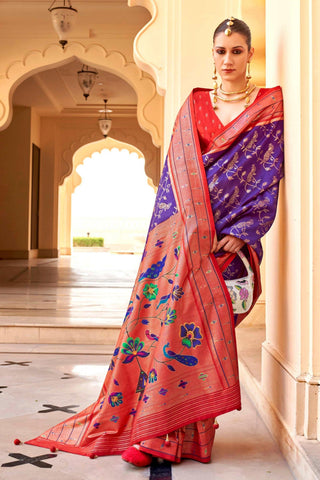 Amazing Lavender Color Art Silk Fabric Saree With Paithini Printed Work - women's fashion mart
