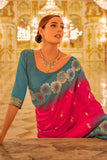 Weaving Work Rani Color Bright Banarasi Silk Saree - women's fashion mart