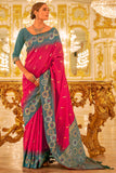 Weaving Work Rani Color Bright Banarasi Silk Saree - women's fashion mart