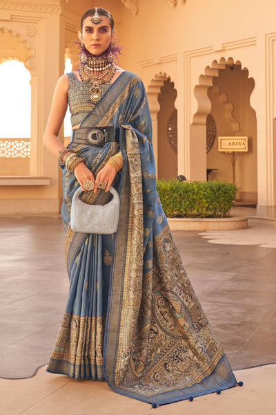 Art Silk Fabric Function Wear Vivacious Saree In Grey Color - women's fashion mart