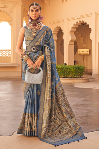 Art Silk Fabric Function Wear Vivacious Saree In Grey Color - women's fashion mart