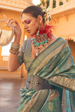 Art Silk Fabric Function Wear Mesmeric Saree In Sea Green Color - women's fashion mart
