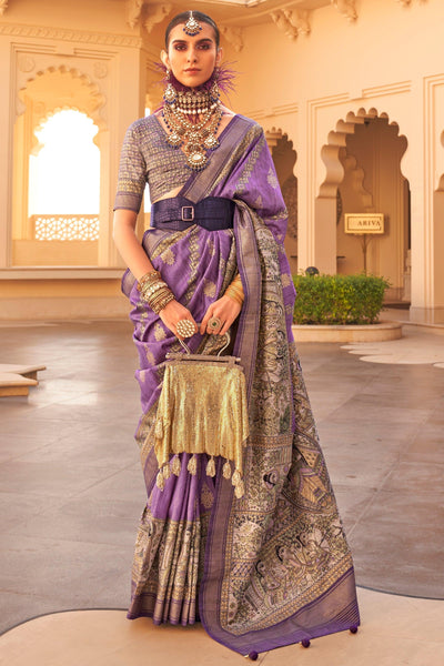 Art Silk Fabric Function Wear Wondrous Saree In Purple Color - women's fashion mart