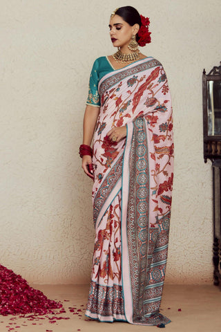 Weaving Work Soothing Brasso Fabric Saree In Off White Color - women's fashion mart