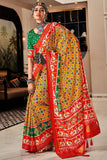 Blazing Yellow Color Pure Tusser Patola Printed Saree - women's fashion mart