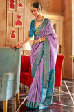 Art Silk Fabric Lavender Color Excellent Patola Printed Saree - women's fashion mart