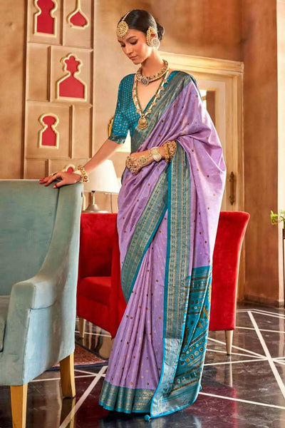 Art Silk Fabric Lavender Color Excellent Patola Printed Saree - women's fashion mart