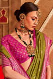 Olive Color Sober Patola Printed Saree In Art Silk Fabric - women's fashion mart