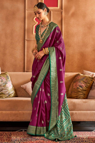 Creative Wine Color Art Silk Fabric Patola Printed Saree - women's fashion mart